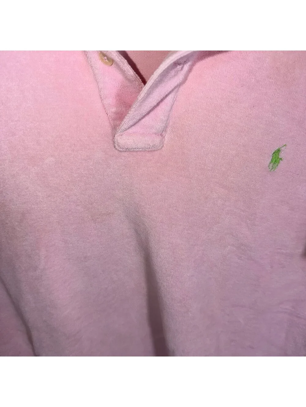 Polo Ralph Lauren Pink Terry Cloth Polo Mens XL Vtg y2k 90s Rare
